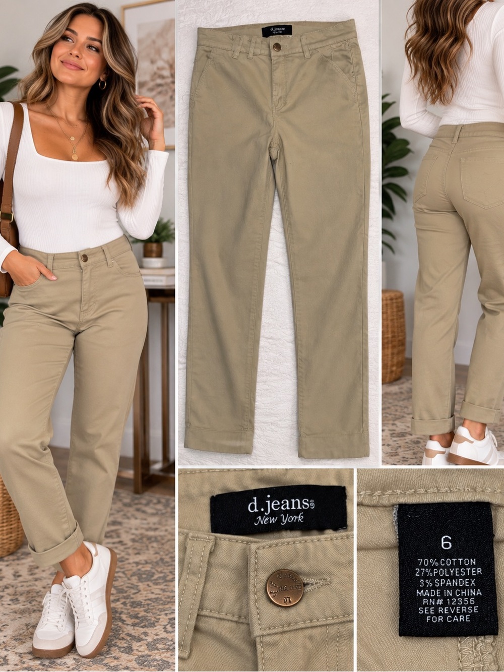 d. jeans Khaki Straight-Leg Pants